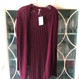 Free People wine cardigan